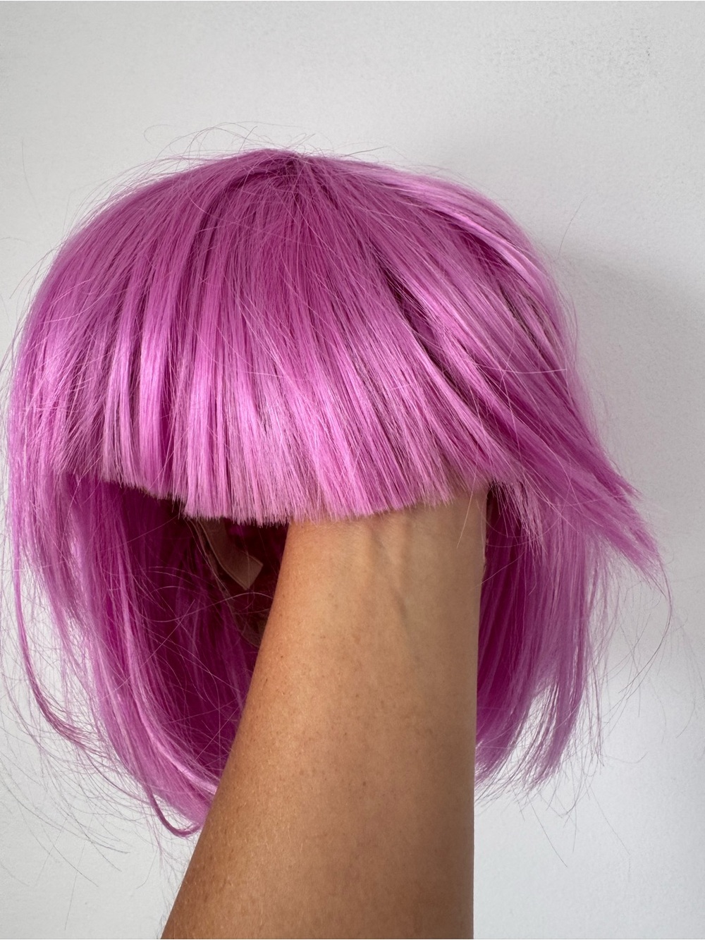 Vibrant Pink Short Bob Wig with Blunt Bangs